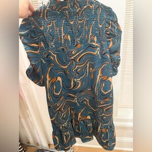 THML Teal and Orange Textured Dress